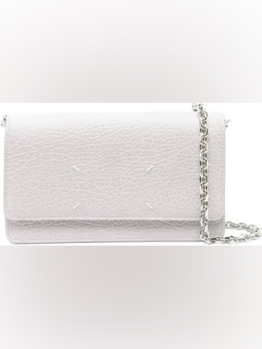 Maison Martin Margiela Off-White Leather Crossbody with Silver Chain